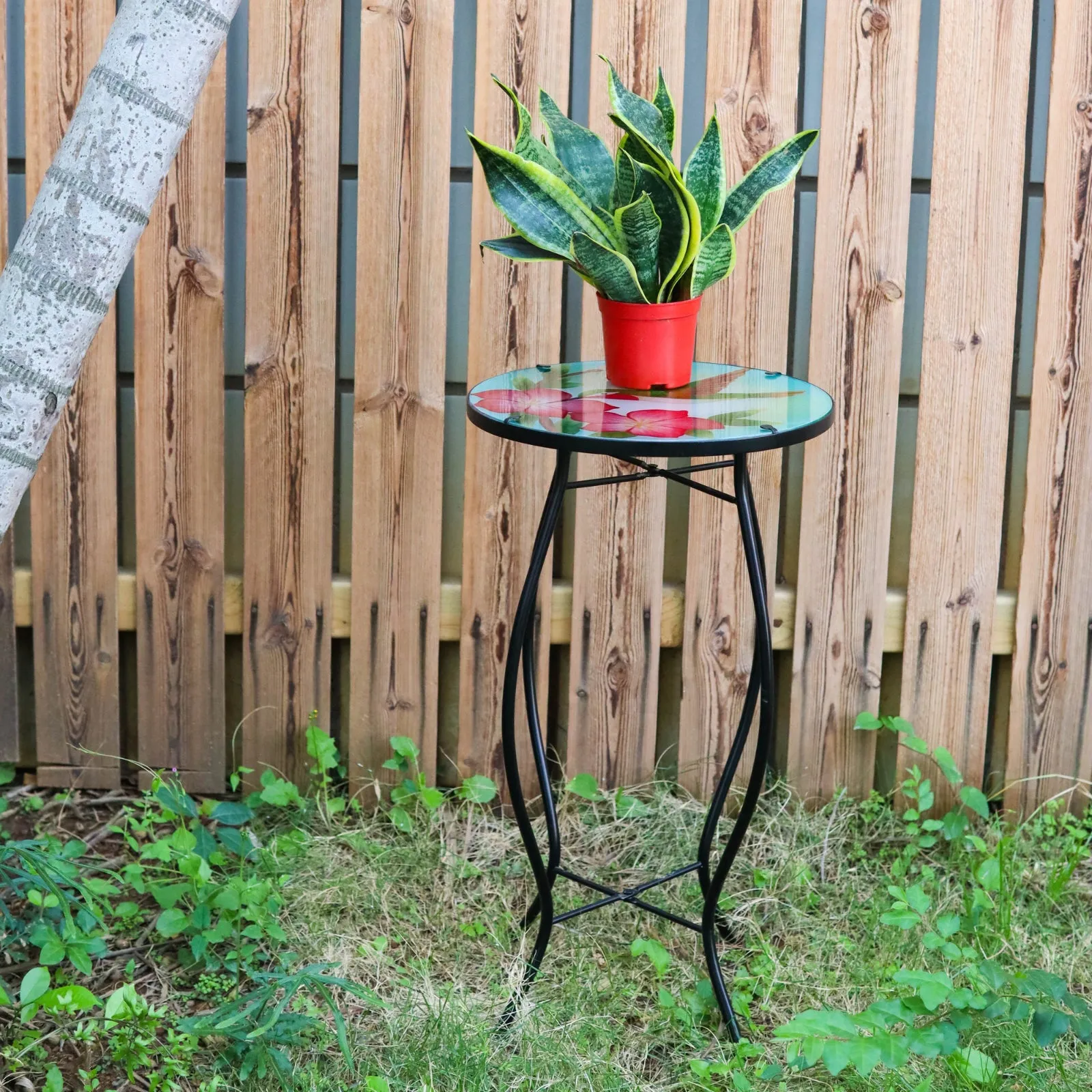 Round Side Garden Mosaic Table With Colibri Design