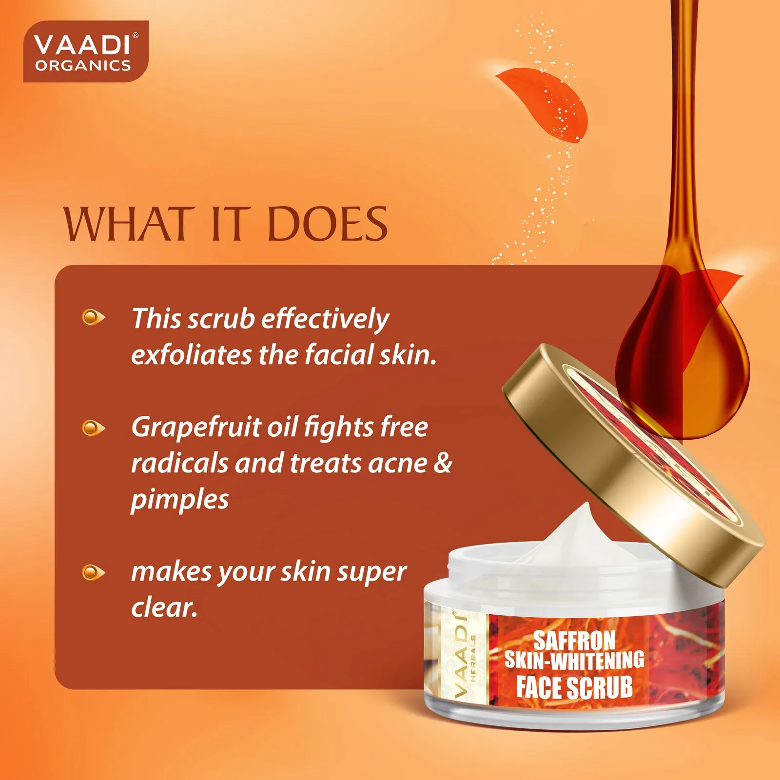Saffron Skin-Whitening Face Scrub - Walnut Scrub & Cinnamon Oil (50 gms)