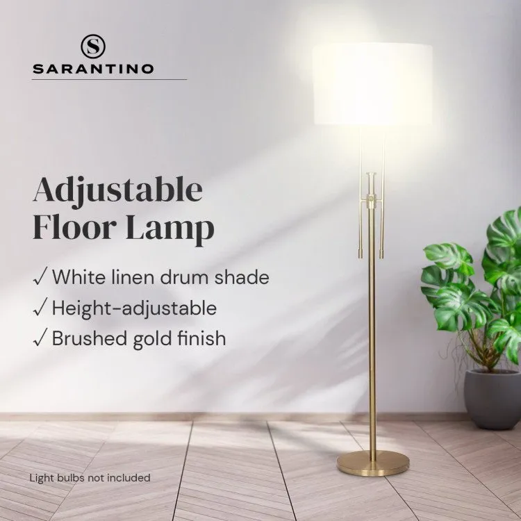 SARANTINO BRUSHED GOLD HEIGHT-ADJUSTABLE METAL FLOOR LAMP
