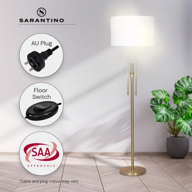 SARANTINO BRUSHED GOLD HEIGHT-ADJUSTABLE METAL FLOOR LAMP