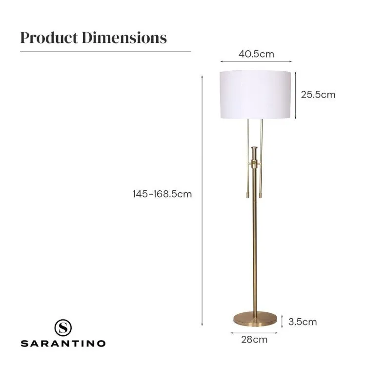 SARANTINO BRUSHED GOLD HEIGHT-ADJUSTABLE METAL FLOOR LAMP
