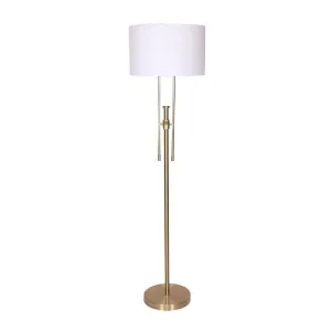 SARANTINO BRUSHED GOLD HEIGHT-ADJUSTABLE METAL FLOOR LAMP