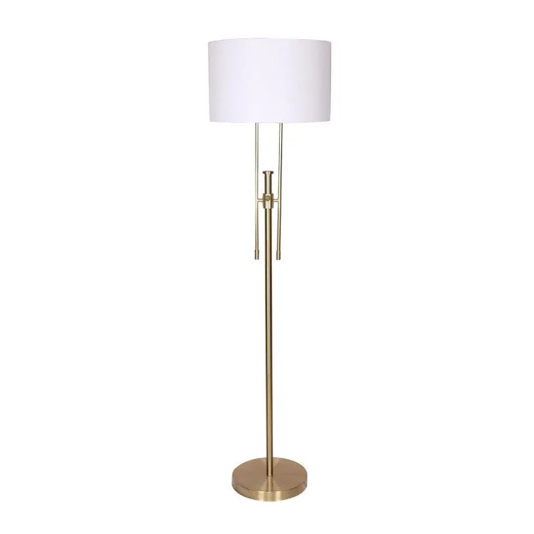 SARANTINO BRUSHED GOLD HEIGHT-ADJUSTABLE METAL FLOOR LAMP