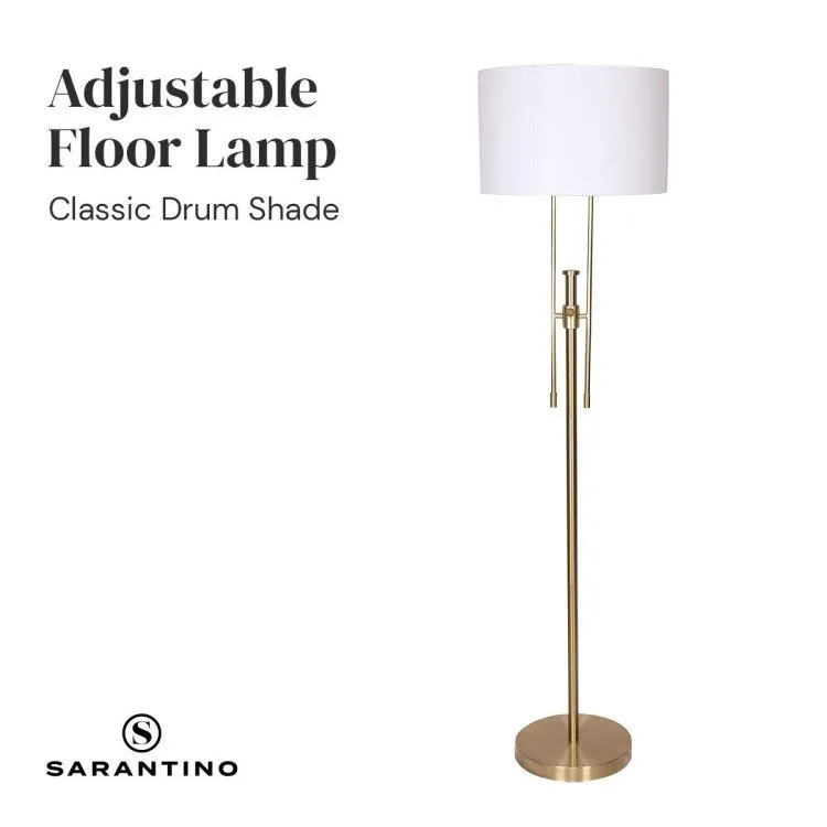 SARANTINO BRUSHED GOLD HEIGHT-ADJUSTABLE METAL FLOOR LAMP