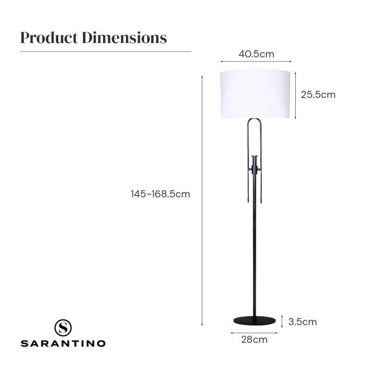 SARANTINO HEIGHT-ADJUSTABLE METAL FLOOR LAMP MATTE BLACK