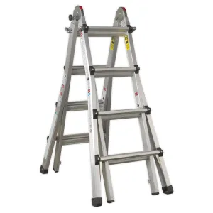 Sealey Aluminium Telescopic Ladder 4-Way EN 131 Adjustable Height