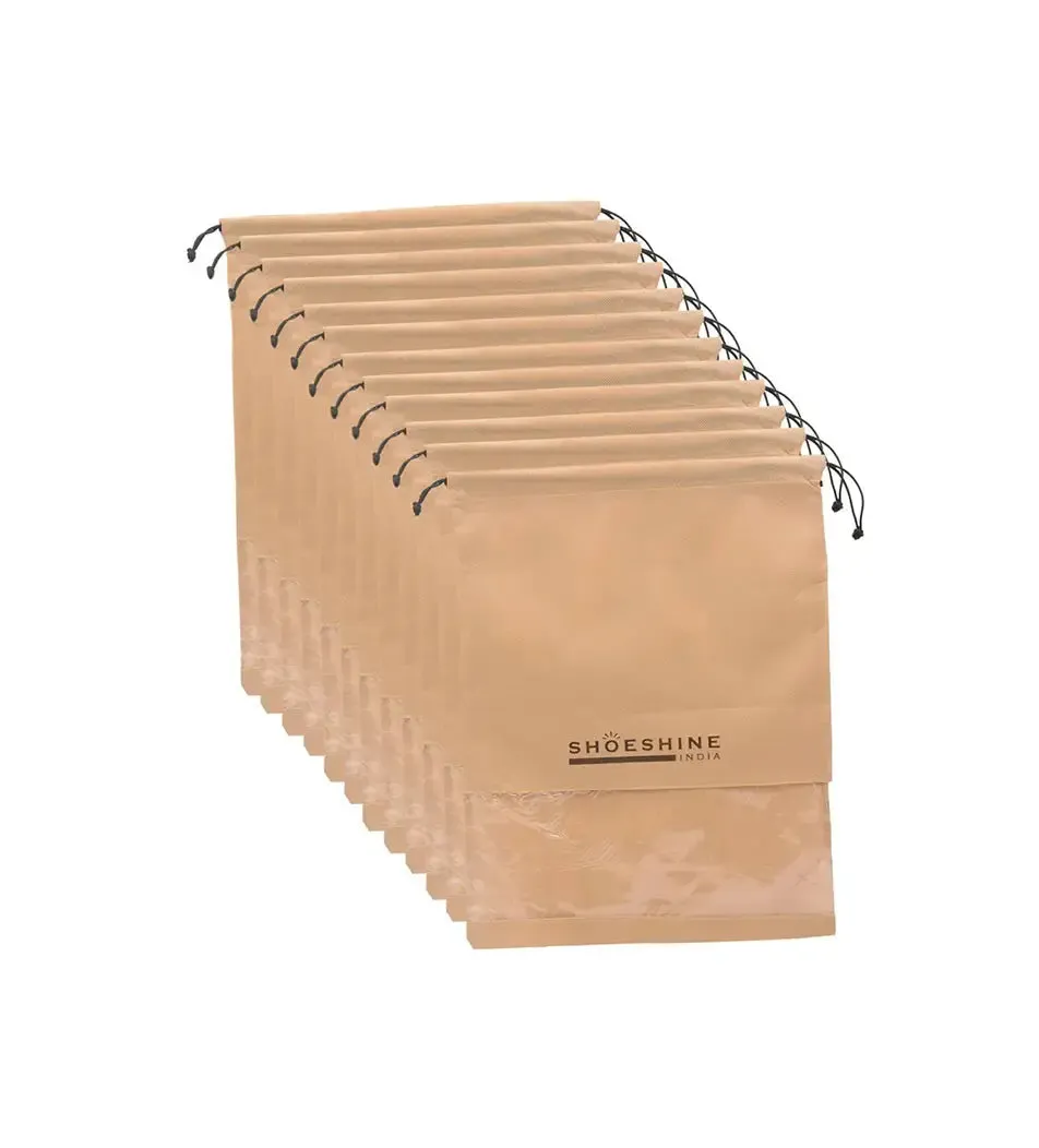SHOESHINE Shoe Bags (Pack of 6) Travel Shoe Pouch - Black