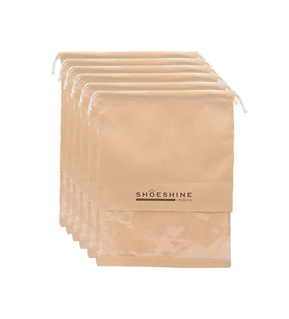SHOESHINE Shoe Bags (Pack of 6) Travel Shoe Pouch - Black