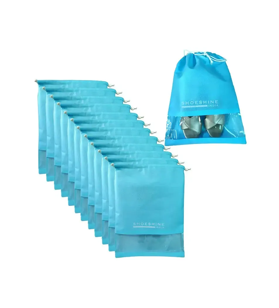 SHOESHINE Shoe Bags (Pack of 6) Travel Shoe Pouch - Black