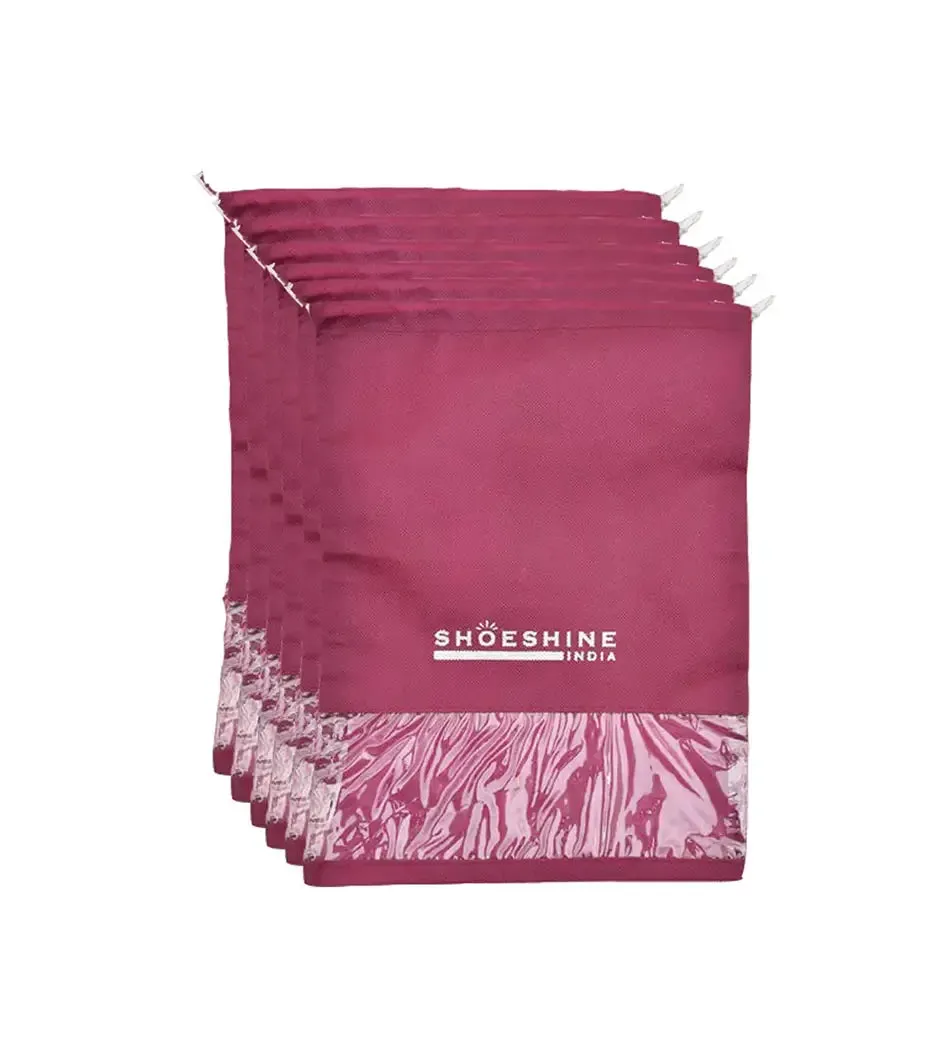 SHOESHINE Shoe Bags (Pack of 6) Travel Shoe Pouch - Black