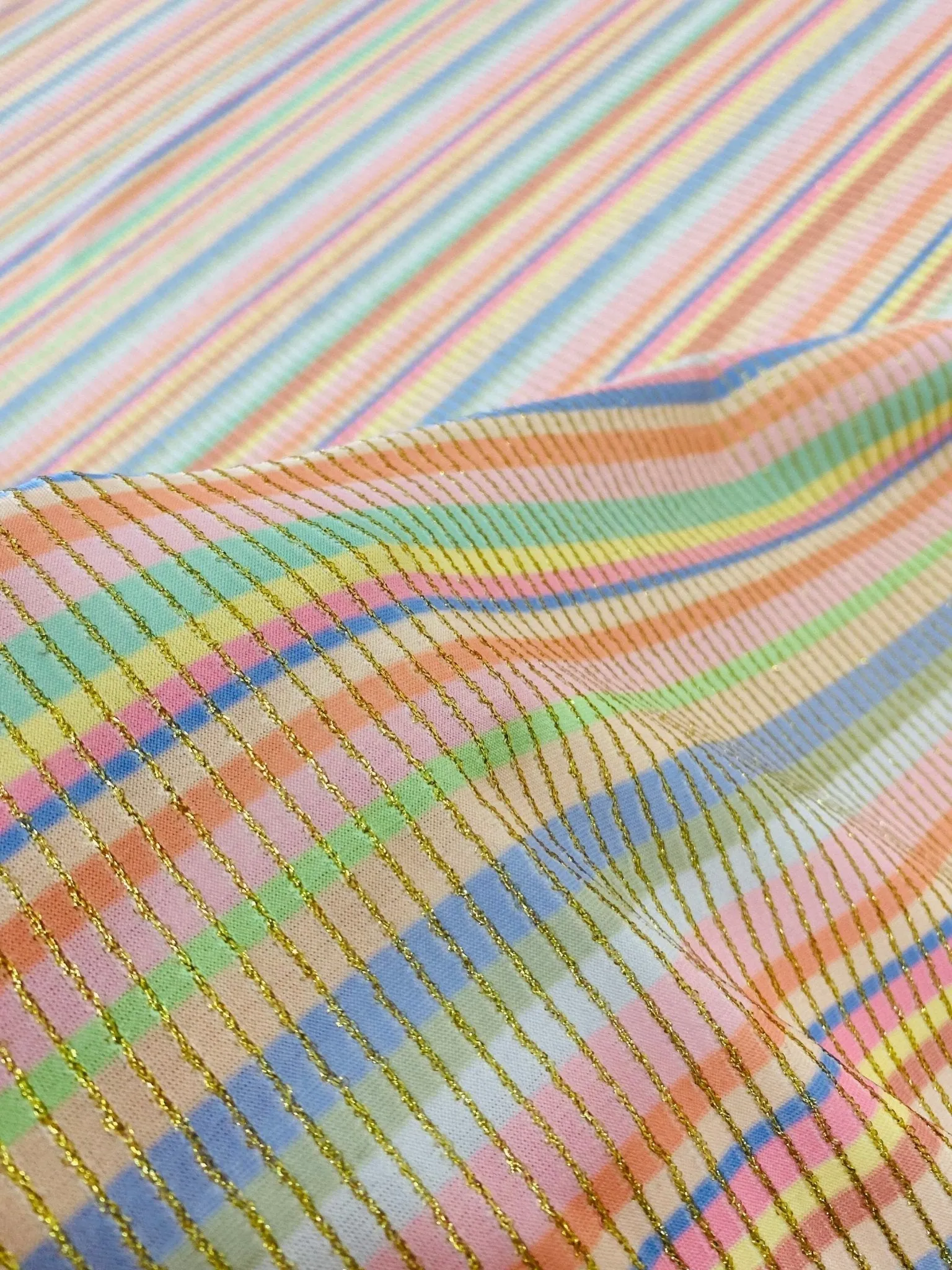Soft Color Striped Shimmer Ottoman Fabric with 4-Way Stretch