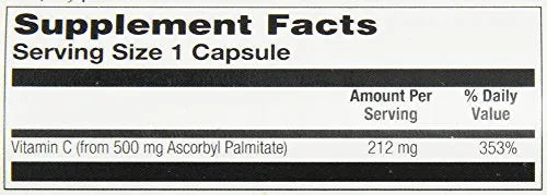 Solaray Ascorbyl Palmitate Suplemento, 500 mg, 60 unidades