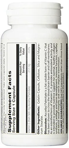 Solaray Ascorbyl Palmitate Suplemento, 500 mg, 60 unidades