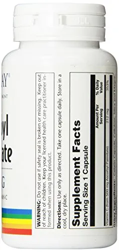Solaray Ascorbyl Palmitate Suplemento, 500 mg, 60 unidades