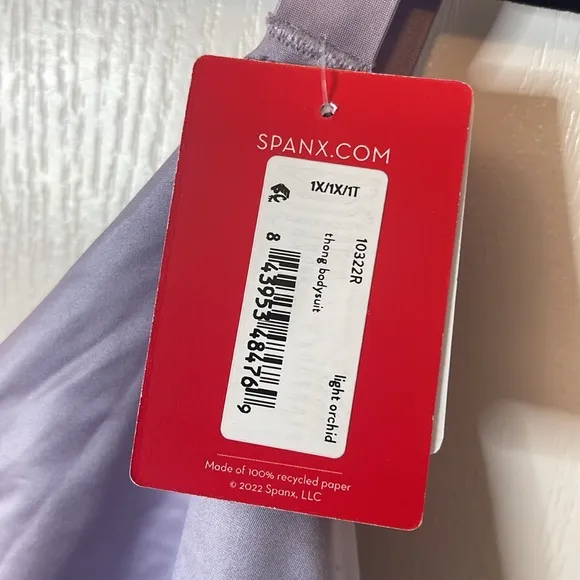 SPANX Satin Shaping Thong Bodysuit Light Orchid 1X