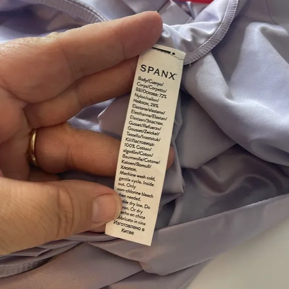 SPANX Satin Shaping Thong Bodysuit Light Orchid 1X