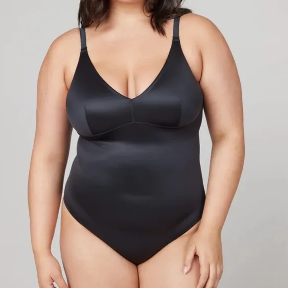 SPANX Satin Shaping Thong Bodysuit Light Orchid 1X