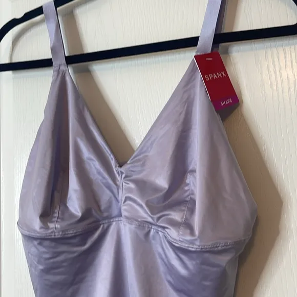 SPANX Satin Shaping Thong Bodysuit Light Orchid 1X