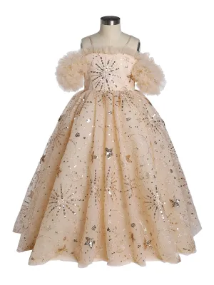 Sparkle Star Tulle Flower Girls Dresses for Weddings Birthday Party Princess Children Photo Shoot Dress YEWEN YW21013