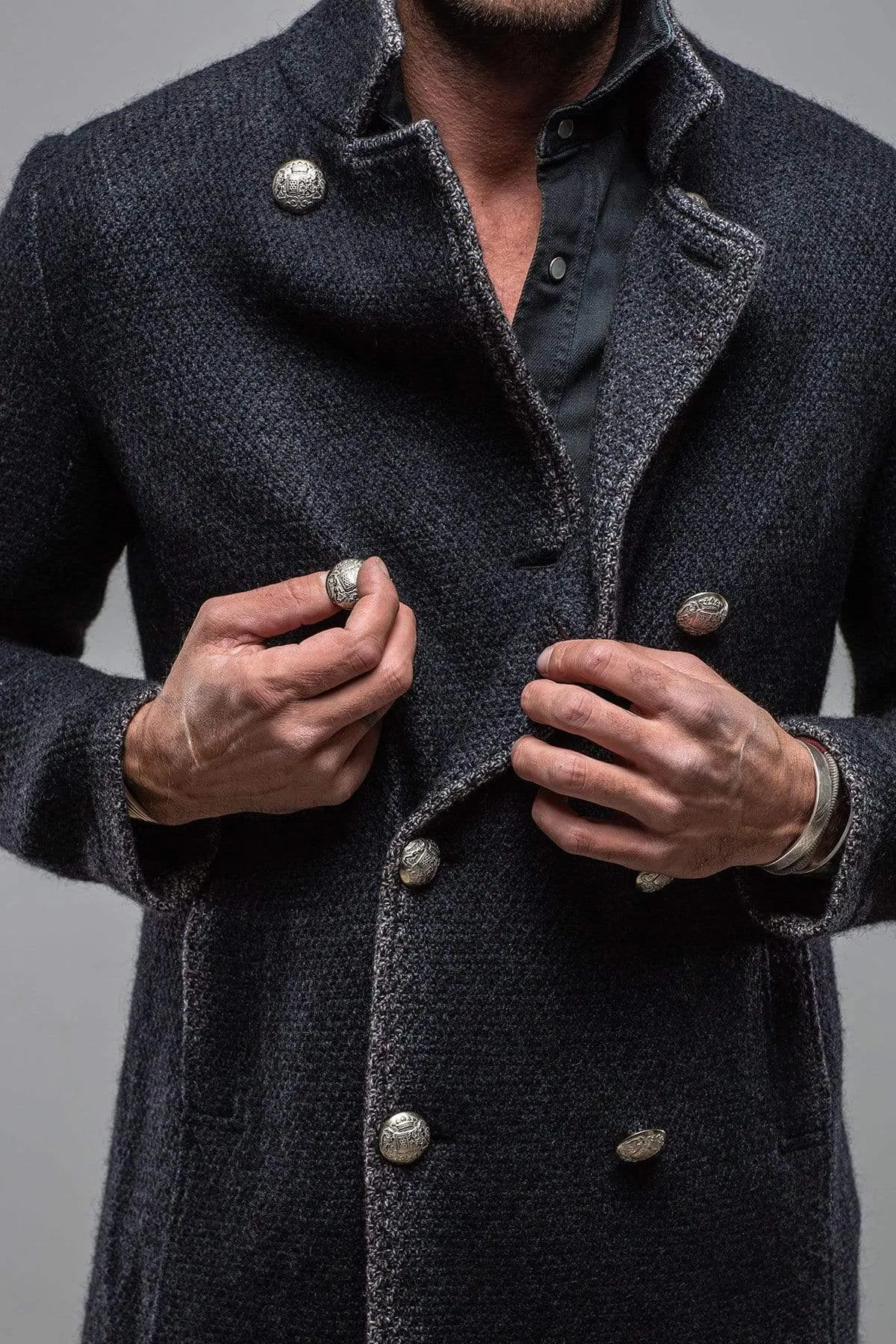St. Christoff Wool Jacket In Navy