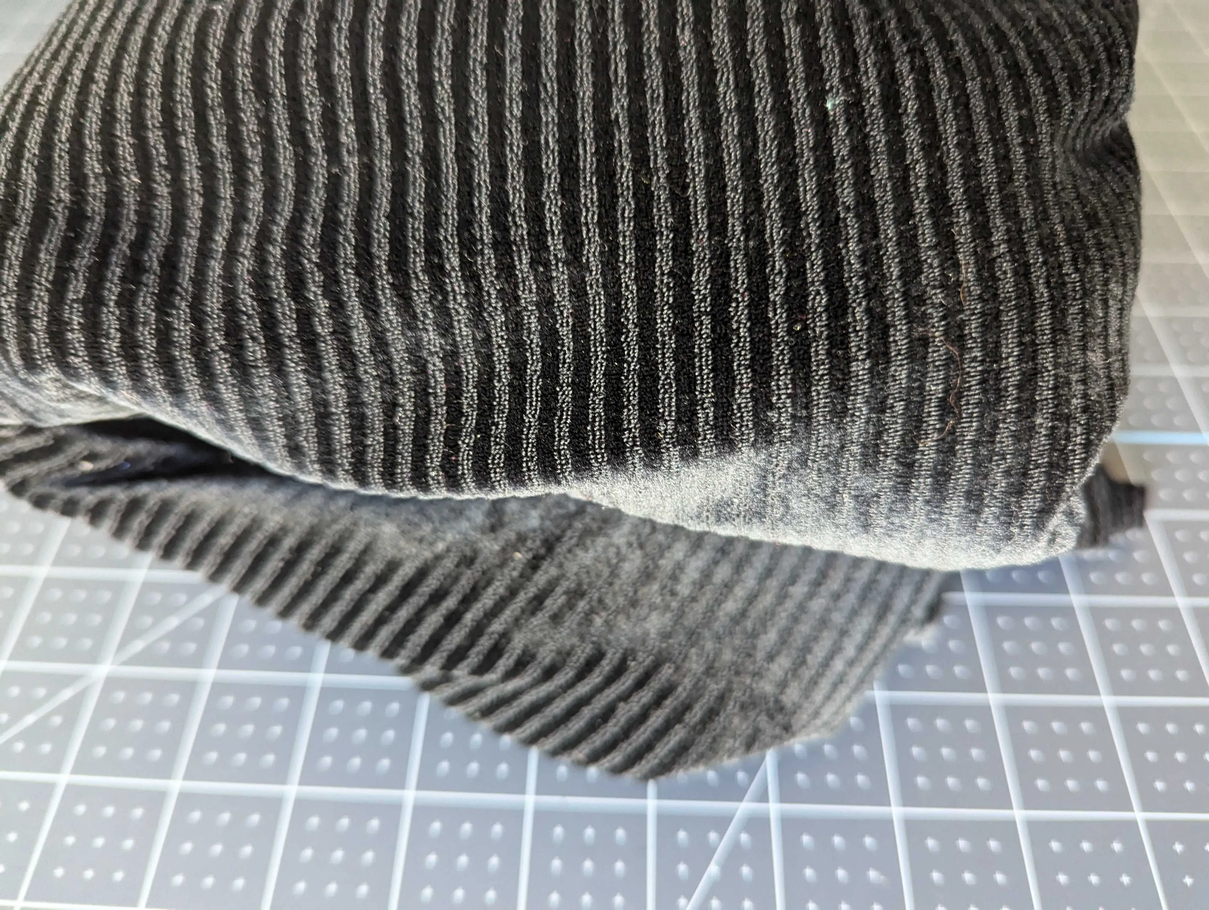 Striped Velvet Stretch Black Fabric