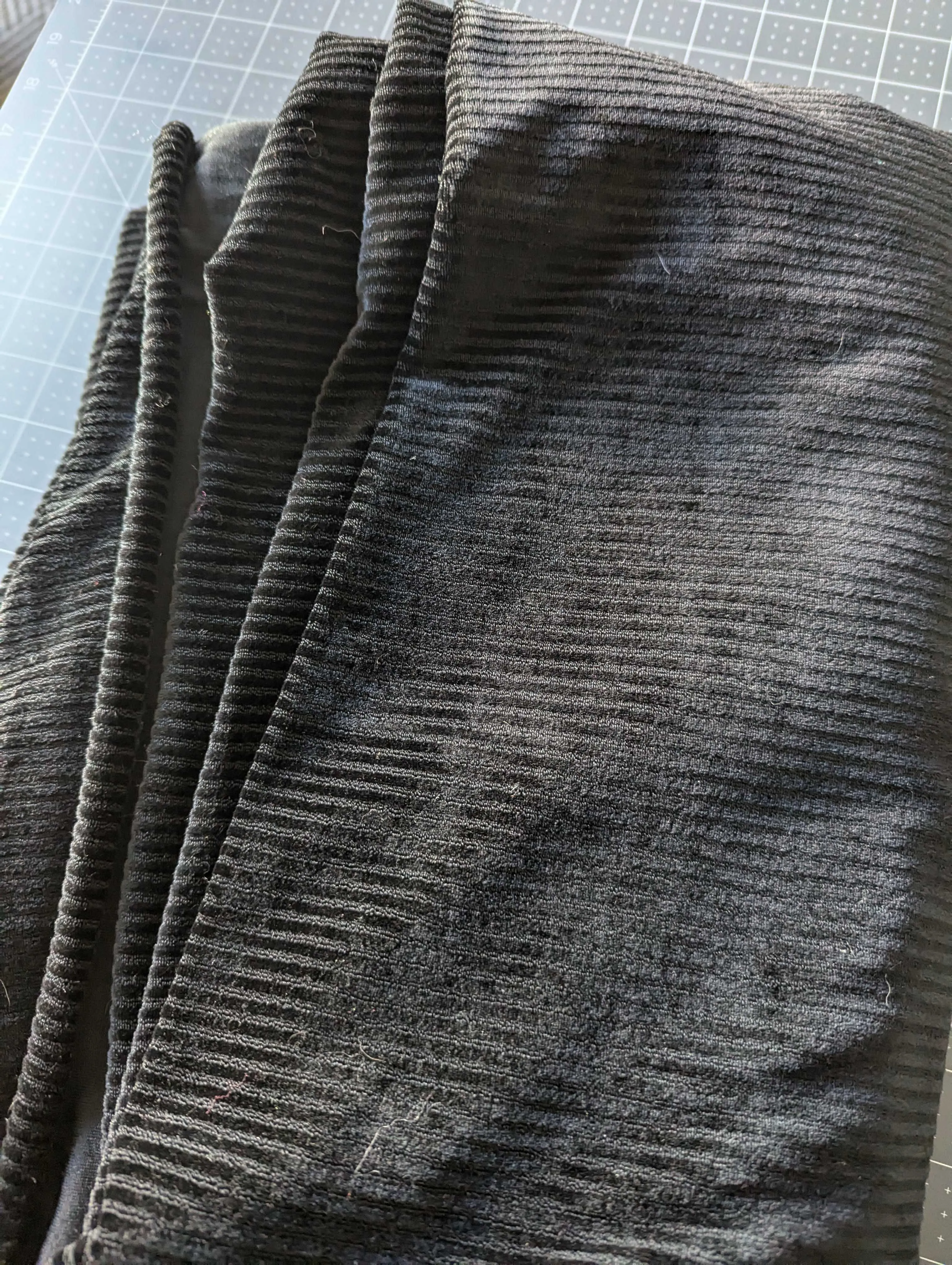 Striped Velvet Stretch Black Fabric