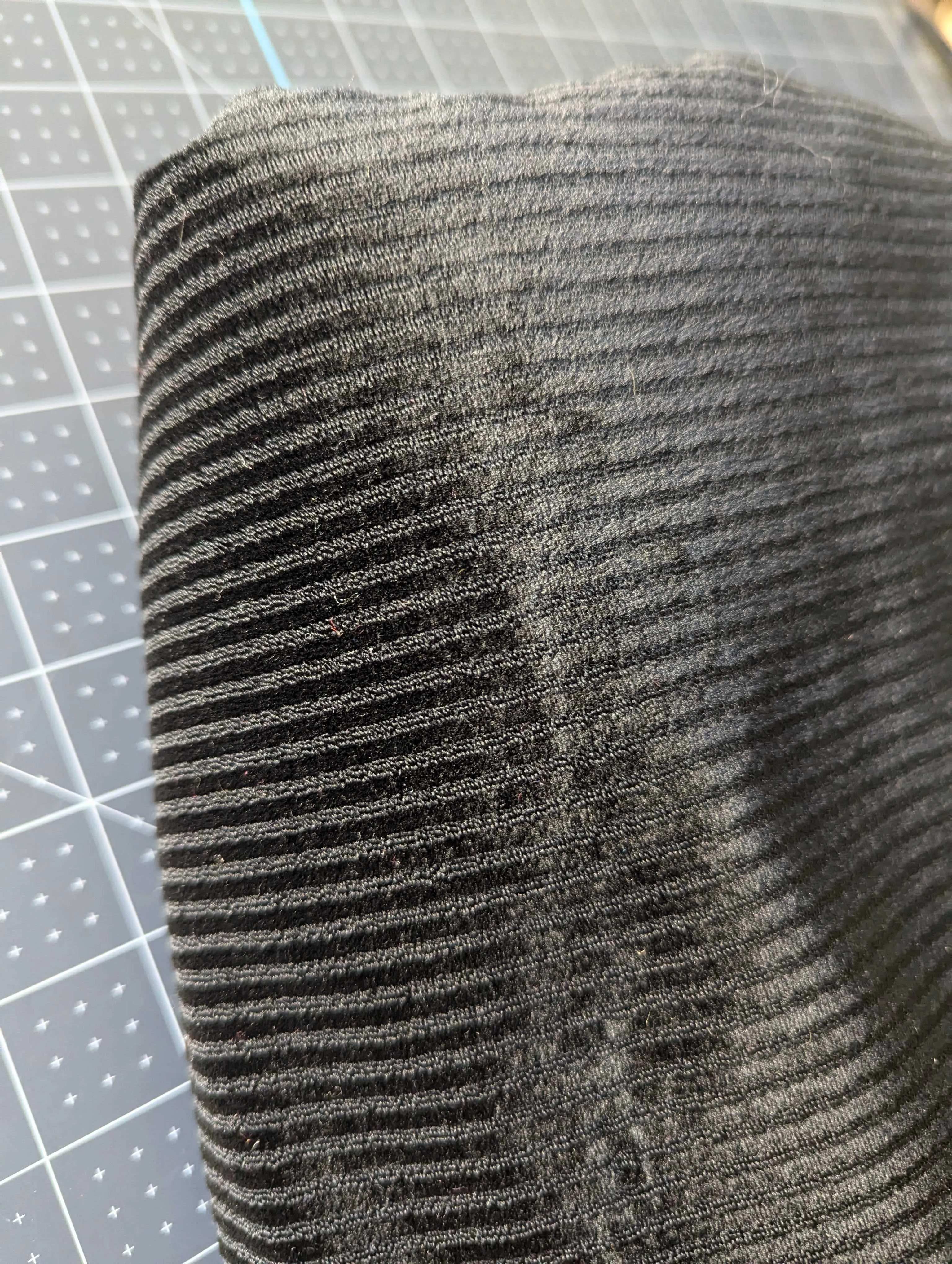 Striped Velvet Stretch Black Fabric
