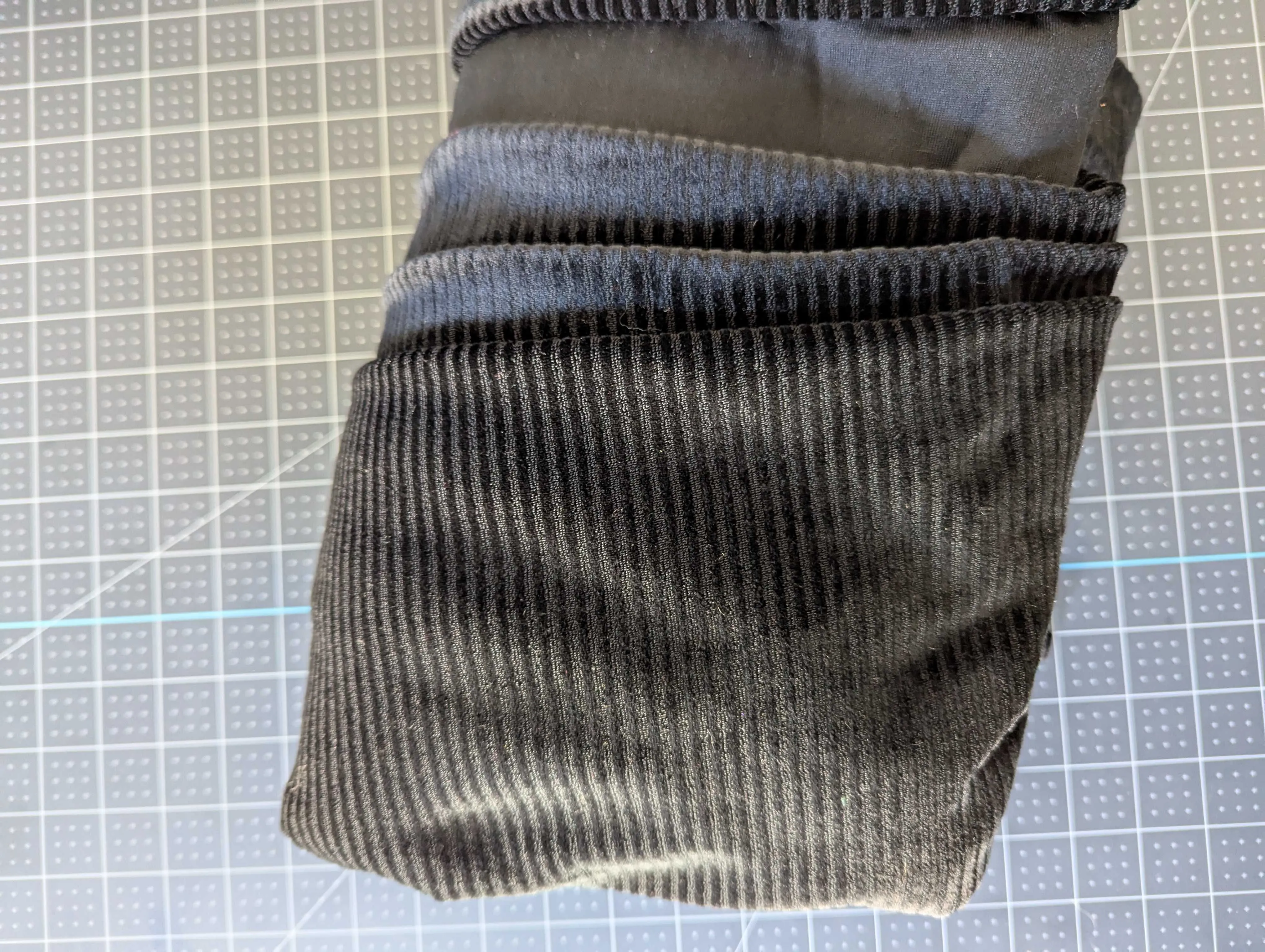 Striped Velvet Stretch Black Fabric