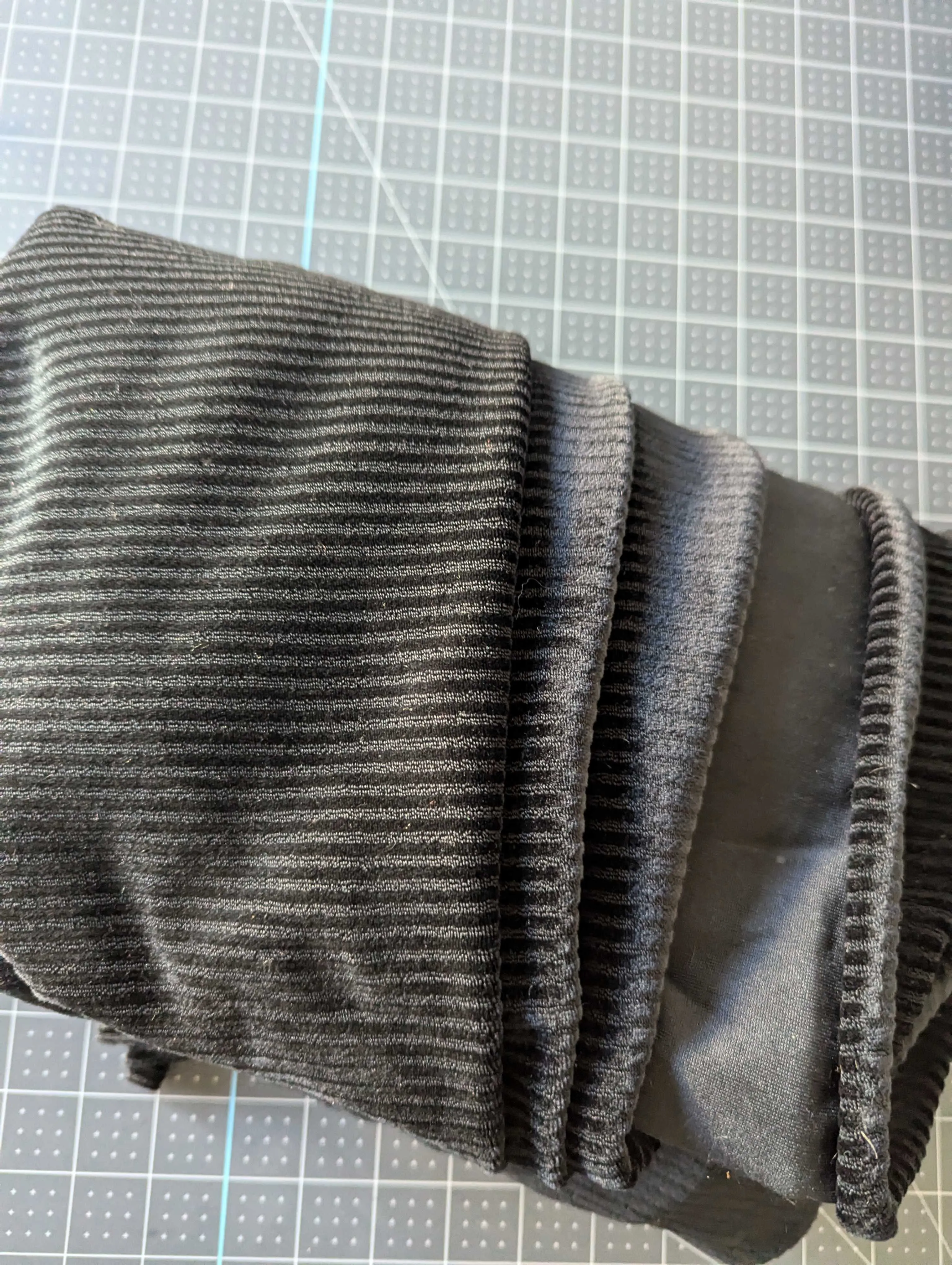 Striped Velvet Stretch Black Fabric