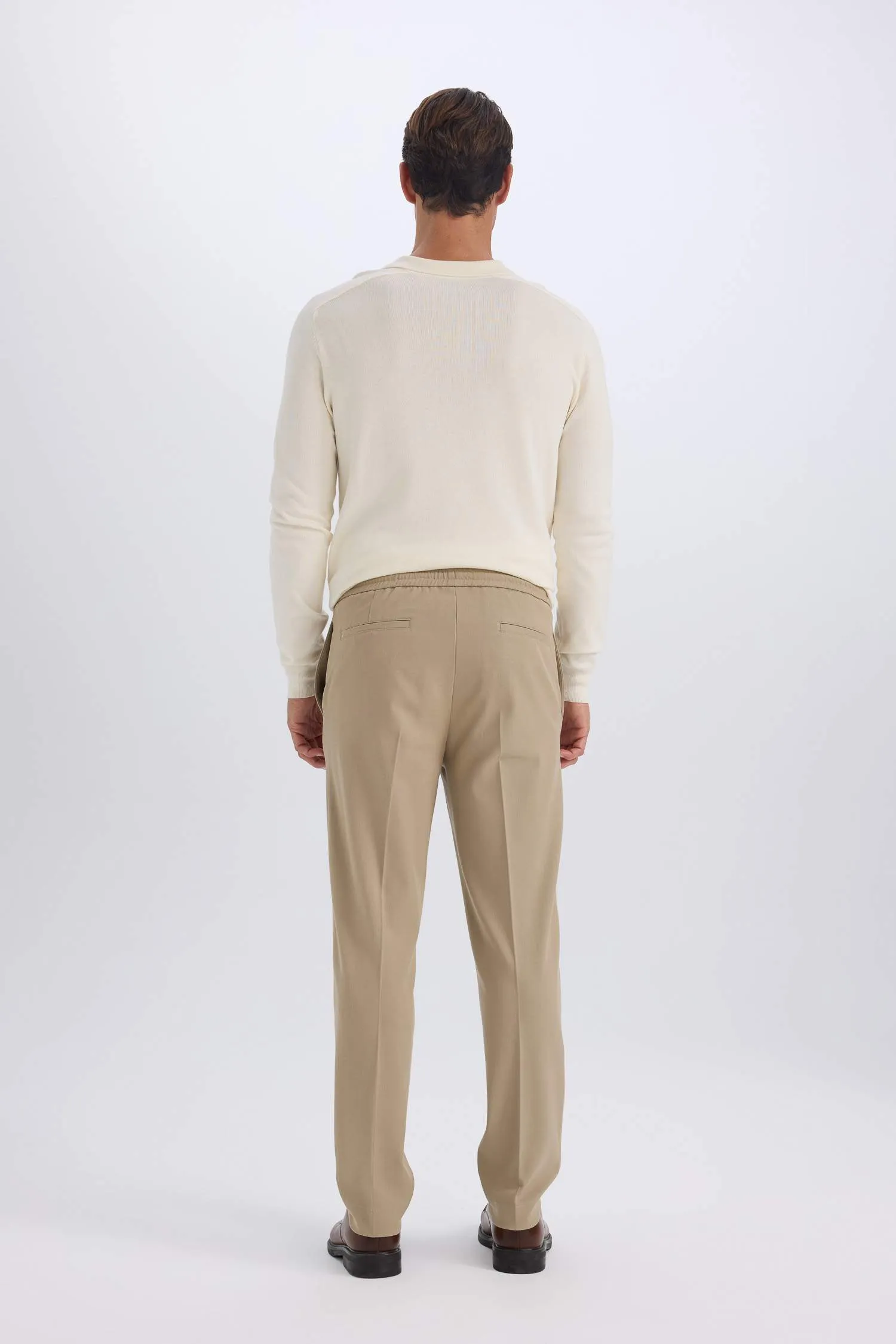 Summer Fabric Jogger Pants Each Way Stretcher With Lace-Up Rubber Plain Leg Pockets