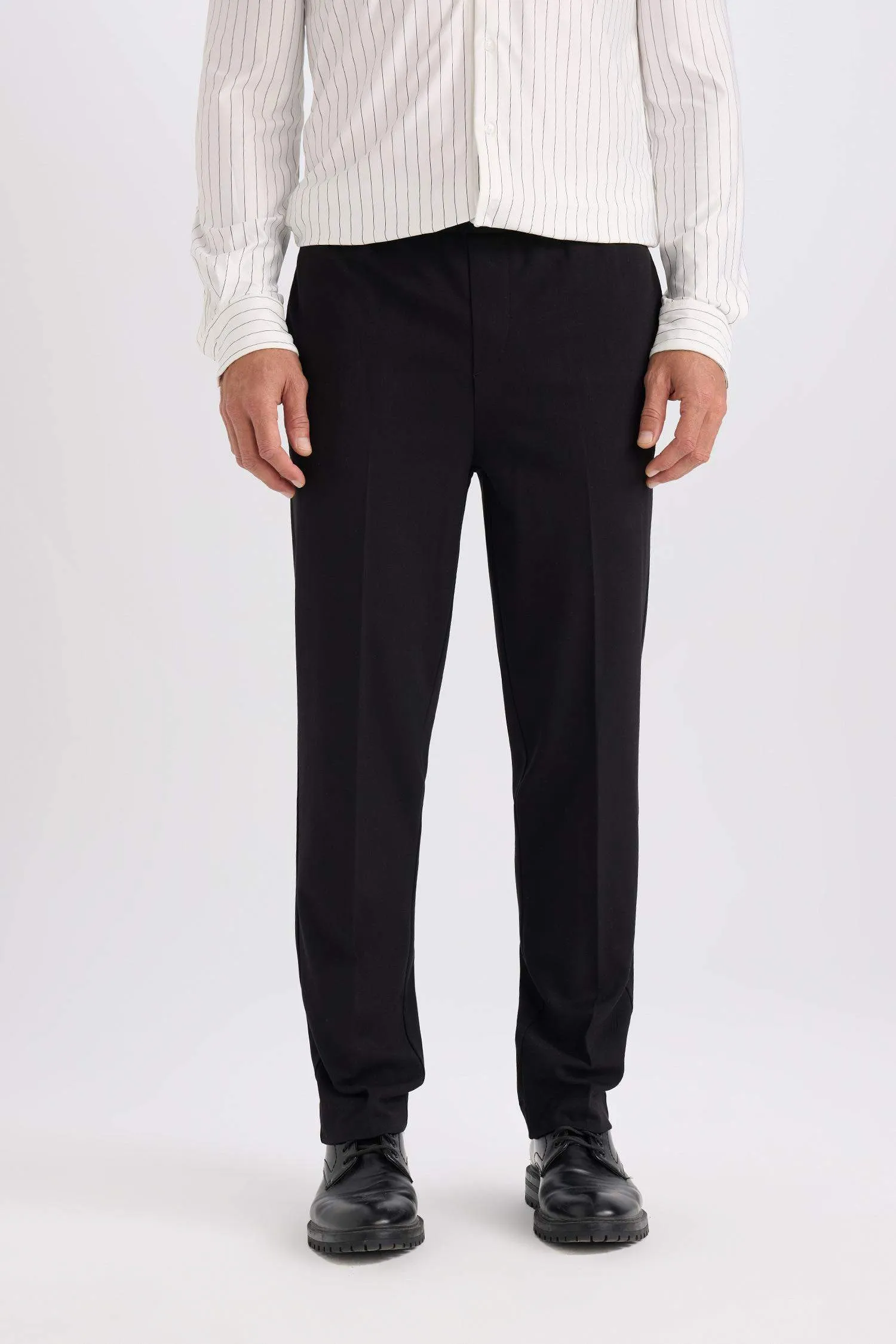 Summer Fabric Jogger Pants Each Way Stretcher With Lace-Up Rubber Plain Leg Pockets