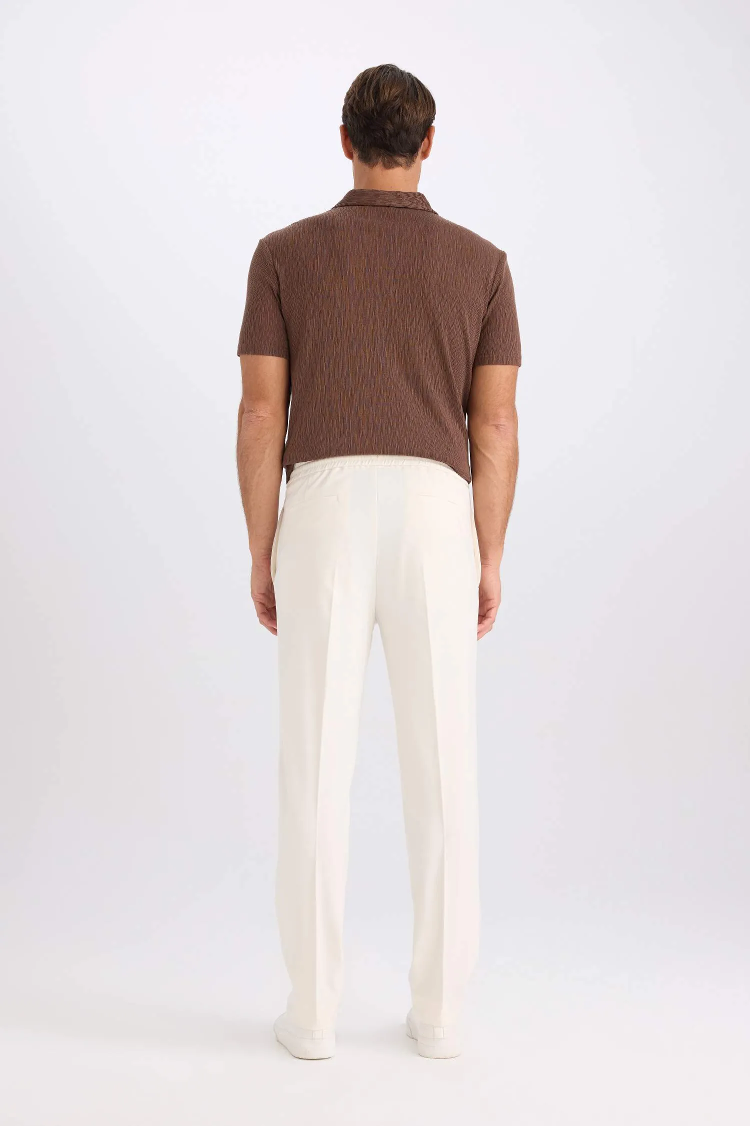 Summer Fabric Jogger Pants Each Way Stretcher With Lace-Up Rubber Plain Leg Pockets