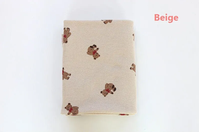 Teddy bear Waffle Fabric Cotton Blend, Honeycomb Fabric, Stretch Fabric, Quality Korean Fabric - Ivory, Beige - By the Yard /52559