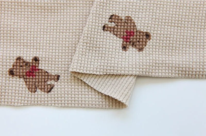 Teddy bear Waffle Fabric Cotton Blend, Honeycomb Fabric, Stretch Fabric, Quality Korean Fabric - Ivory, Beige - By the Yard /52559