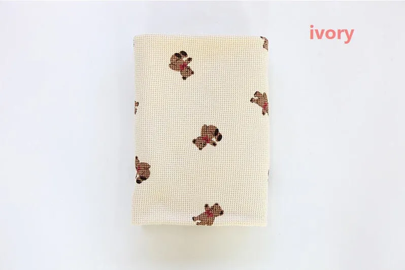 Teddy bear Waffle Fabric Cotton Blend, Honeycomb Fabric, Stretch Fabric, Quality Korean Fabric - Ivory, Beige - By the Yard /52559