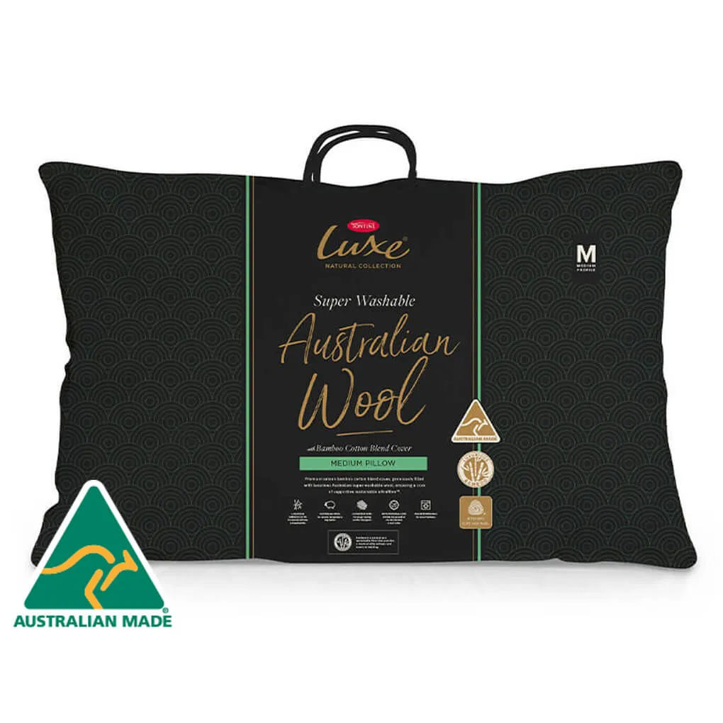 Tontine Luxe Super Washable Wool Surround Pillow with Bamboo Blend Cover