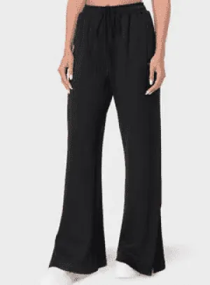 TRIBE OF 6 ANITA RECYCLED STRETCH HIGH WAISTED WIDE LEG TRACK PANT WITH EMBROIDERY