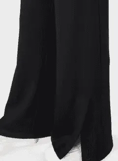 TRIBE OF 6 ANITA RECYCLED STRETCH HIGH WAISTED WIDE LEG TRACK PANT WITH EMBROIDERY