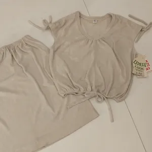 Vintage 70s Deadstock Sportswear Terry Skirt Set w Tags Beige Fun Seventies