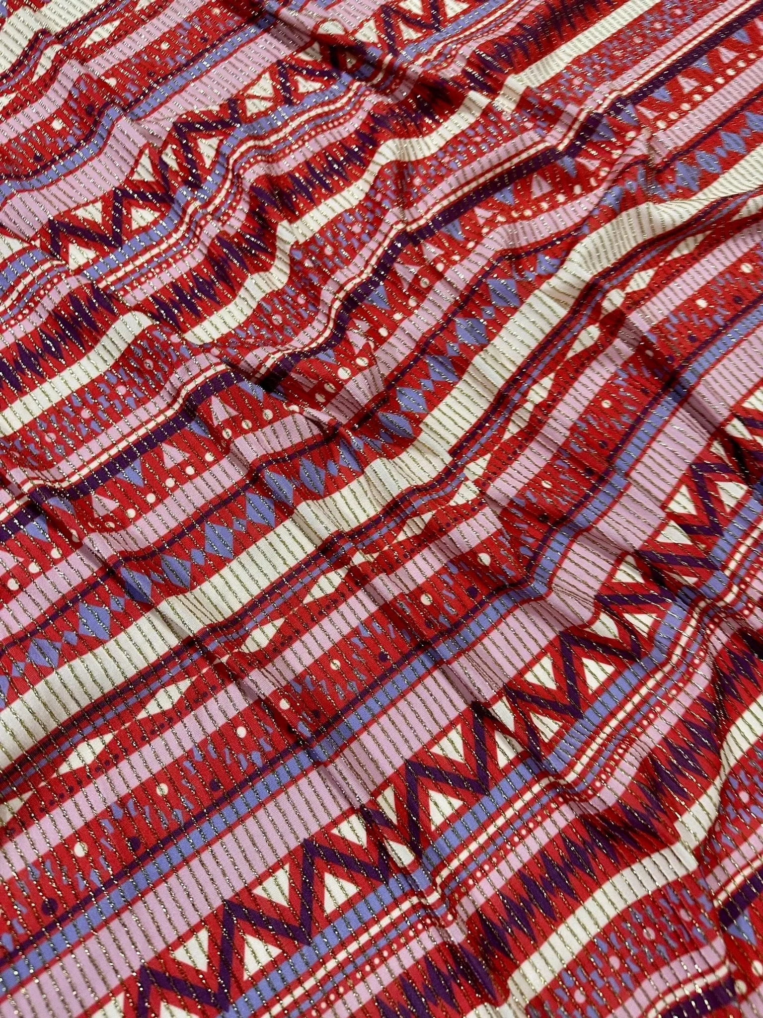 Vintage Ethnic Pattern Fabric, Shimmer Ottoman Fabric, 4-Way Stretch