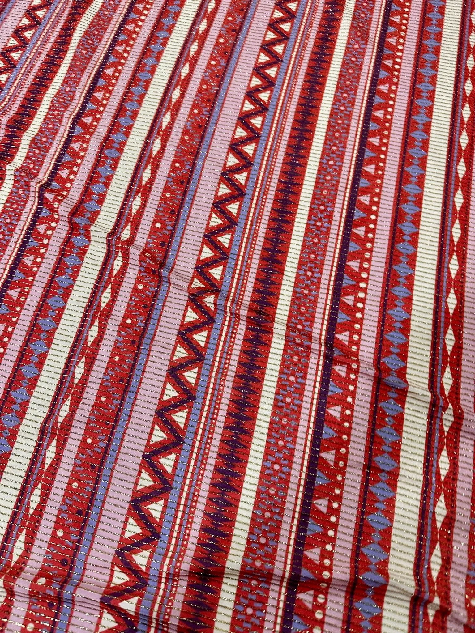 Vintage Ethnic Pattern Fabric, Shimmer Ottoman Fabric, 4-Way Stretch