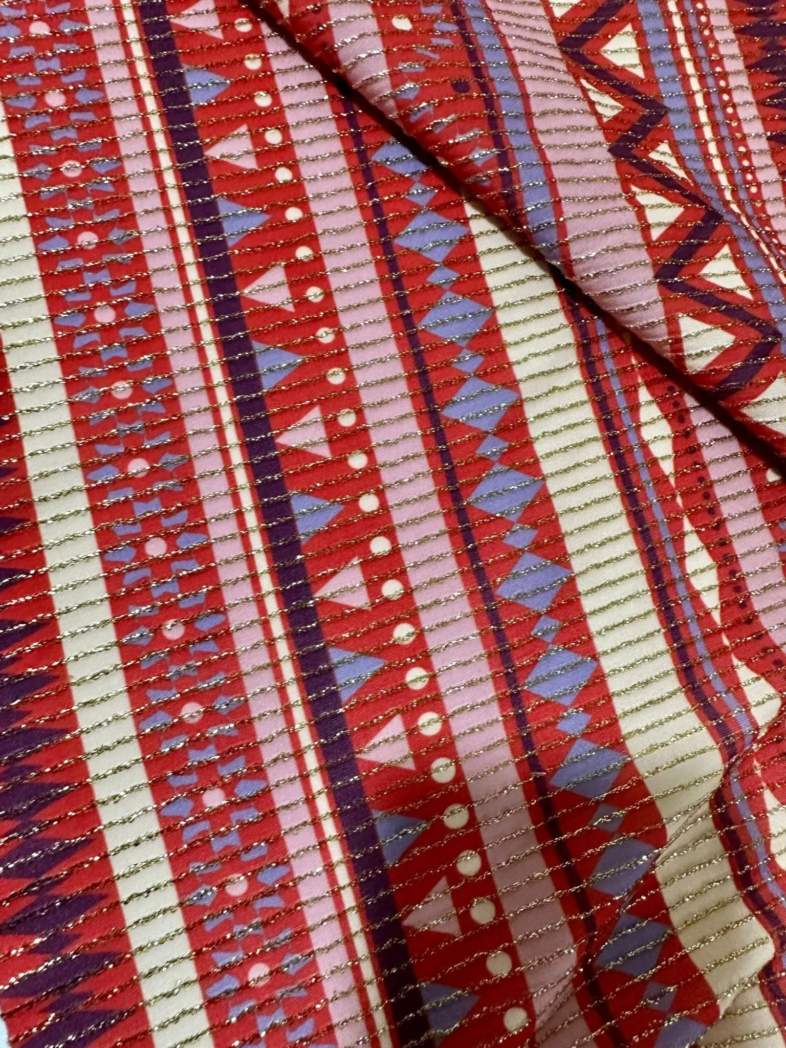 Vintage Ethnic Pattern Fabric, Shimmer Ottoman Fabric, 4-Way Stretch