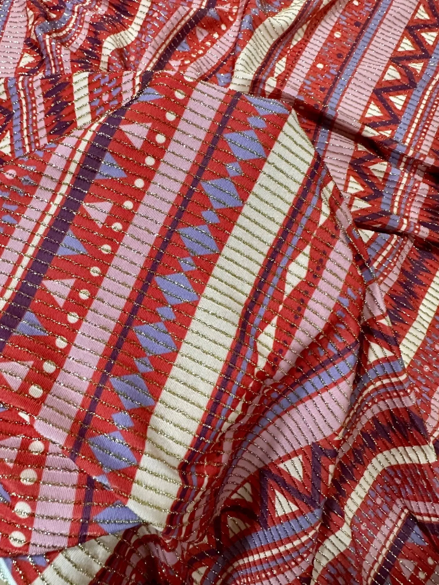 Vintage Ethnic Pattern Fabric, Shimmer Ottoman Fabric, 4-Way Stretch