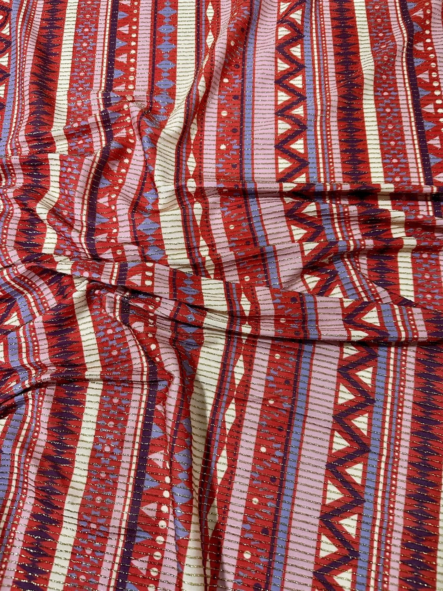 Vintage Ethnic Pattern Fabric, Shimmer Ottoman Fabric, 4-Way Stretch