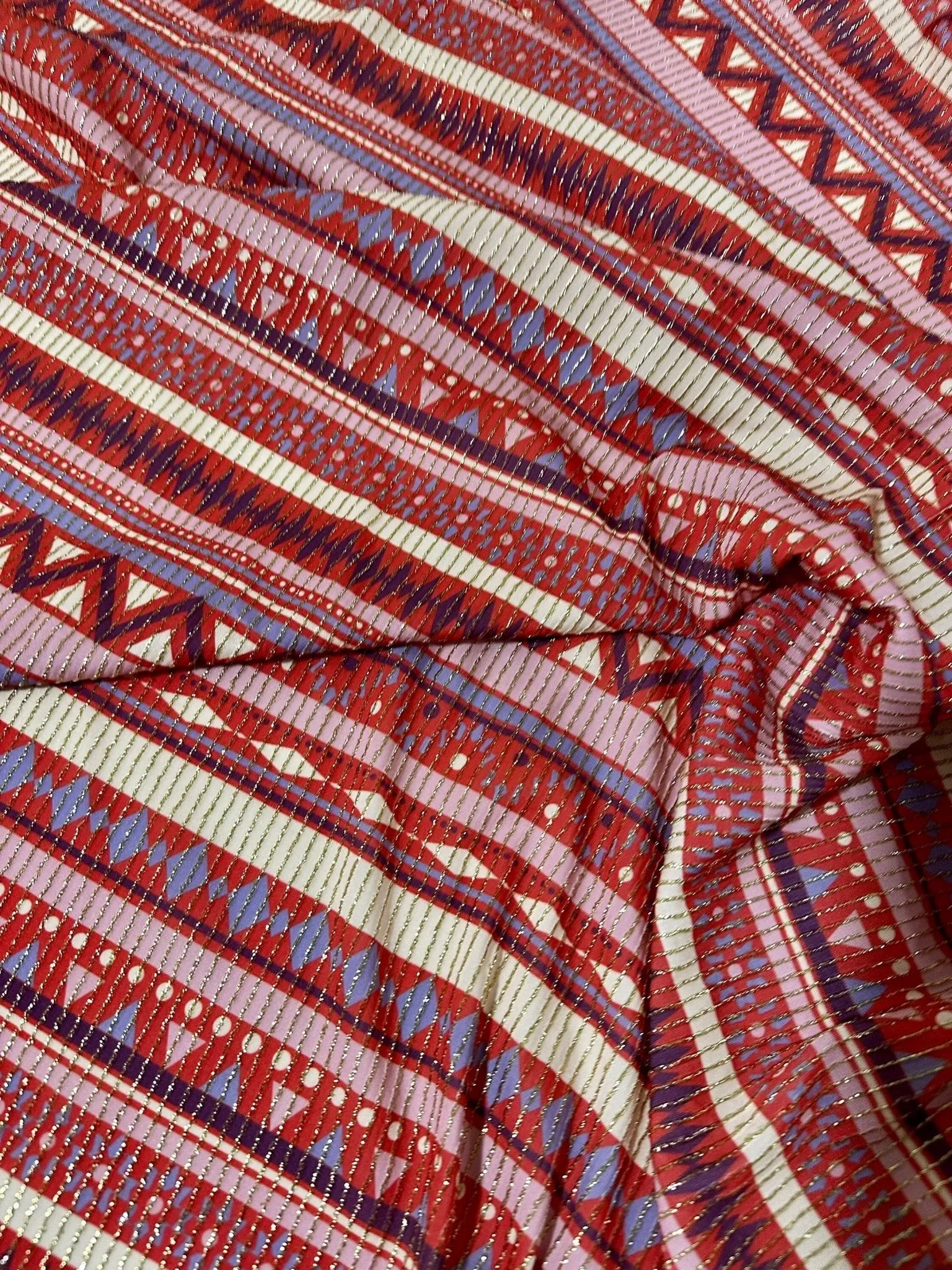 Vintage Ethnic Pattern Fabric, Shimmer Ottoman Fabric, 4-Way Stretch