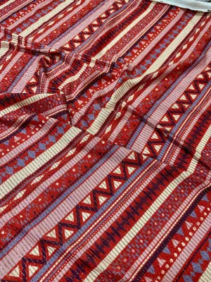 Vintage Ethnic Pattern Fabric, Shimmer Ottoman Fabric, 4-Way Stretch