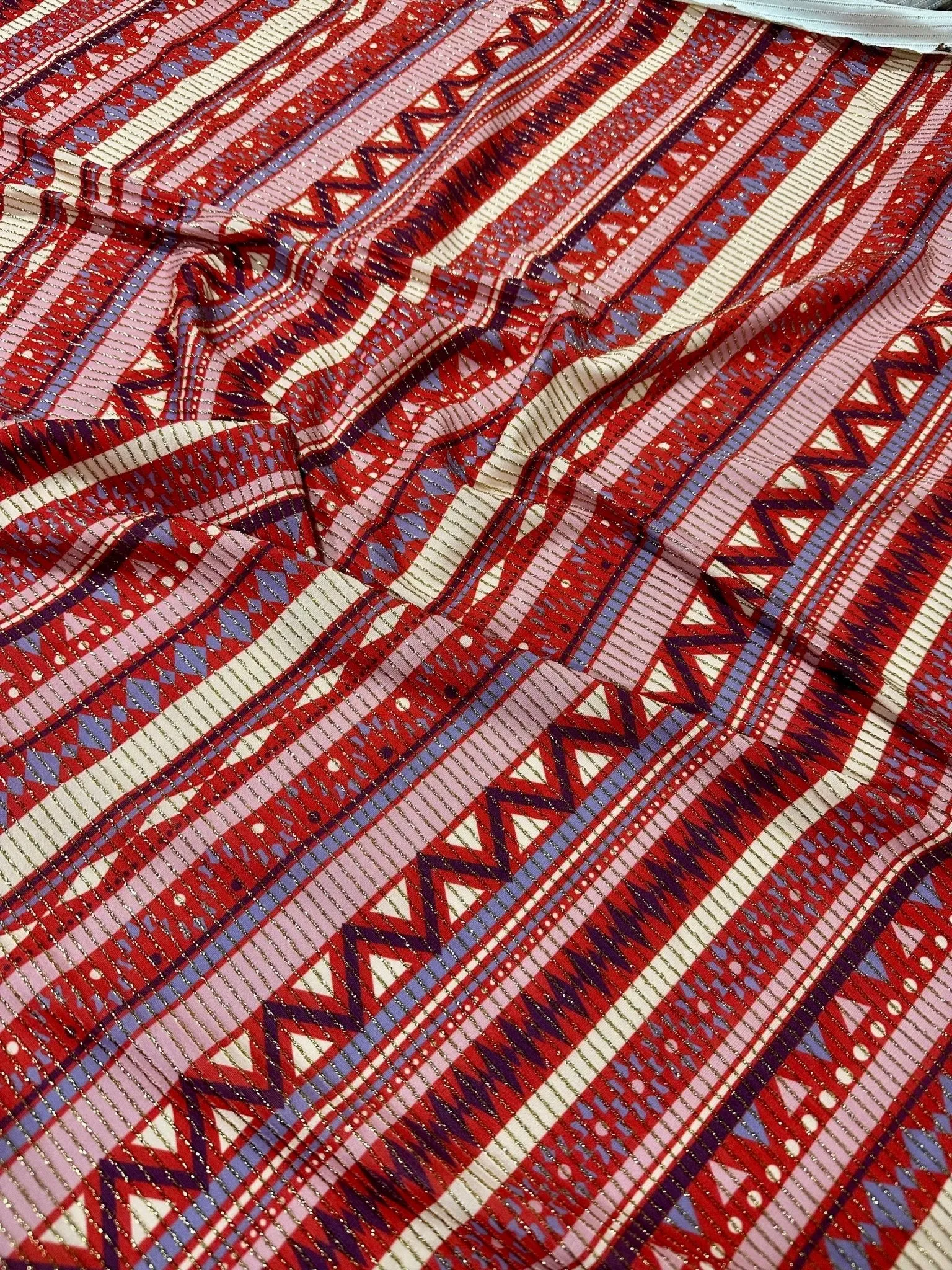 Vintage Ethnic Pattern Fabric, Shimmer Ottoman Fabric, 4-Way Stretch