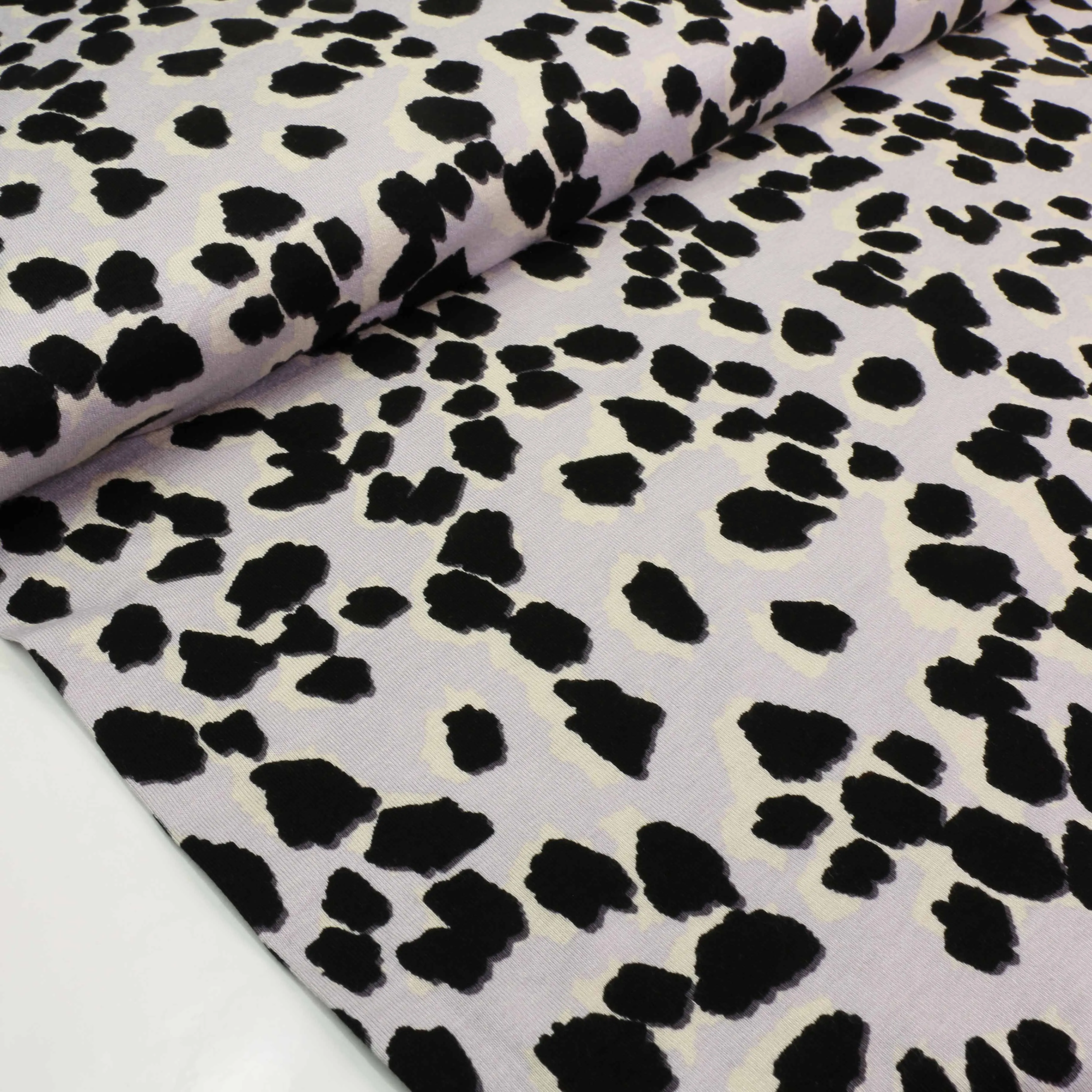 Viscose Jersey Fabric - Lilac, white, black