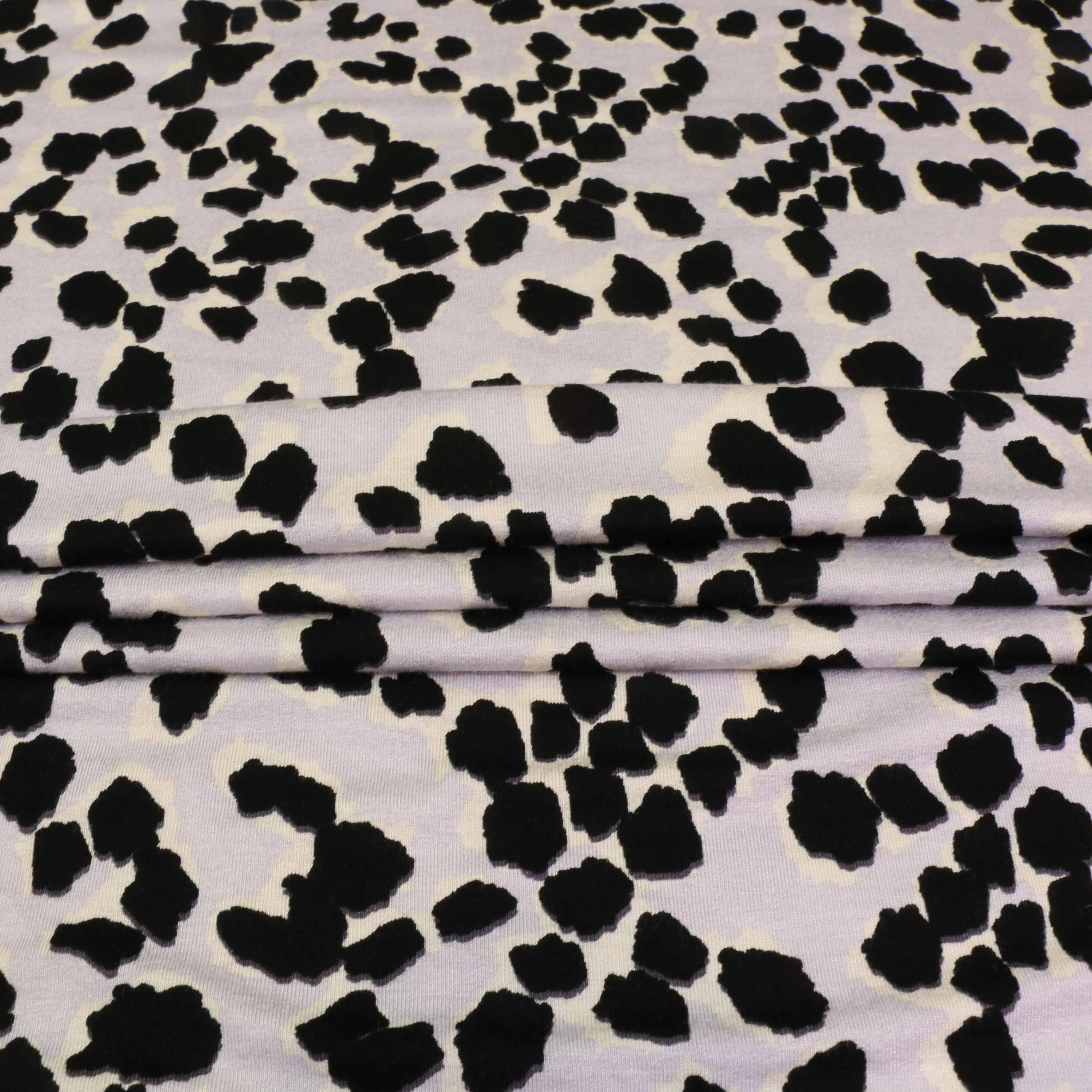 Viscose Jersey Fabric - Lilac, white, black