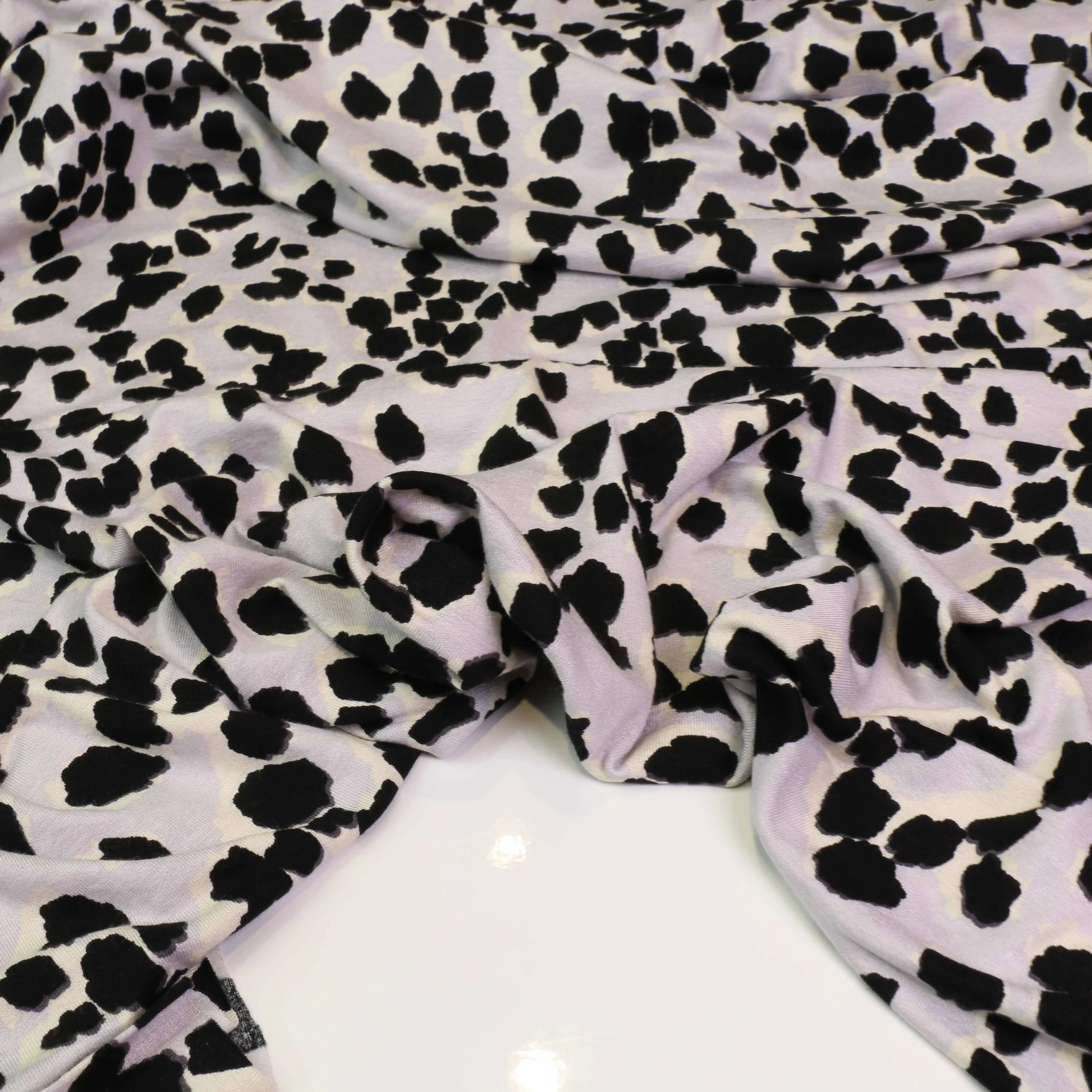 Viscose Jersey Fabric - Lilac, white, black